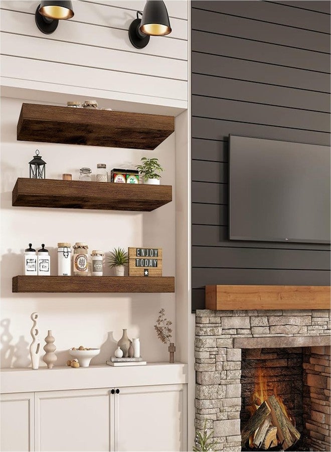 AT-VALY Floating Shelves Set of 3,Wall Shelves for Bedroom, Bathroom, Kitchen, Living Room,Hanging Shelves for Wall Decor 15.6IN - Image 5